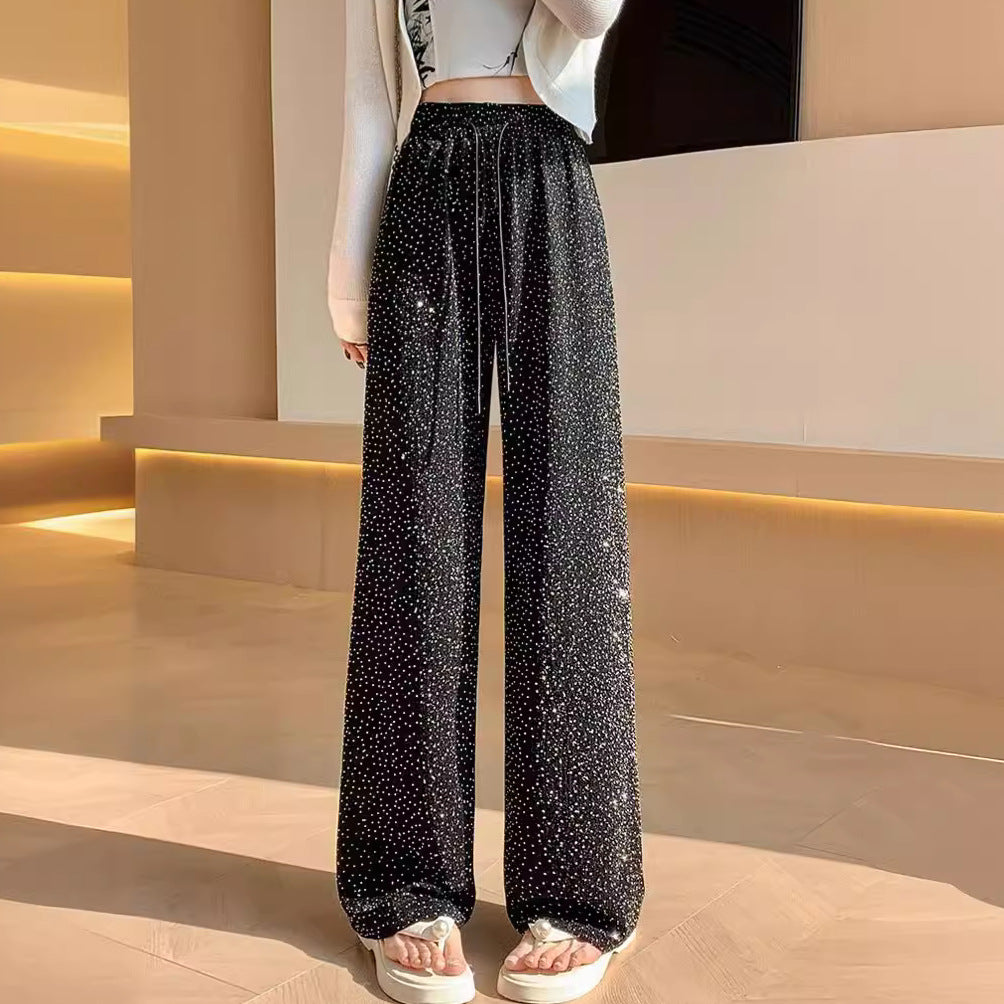 Summer New Arrival Rhinestone Embellished Textured Trousers by Ricaloux