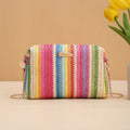 Rainbow Straw Bag Woven Camera Bag All-match Girls Crossbody Bag - RICALOUX
