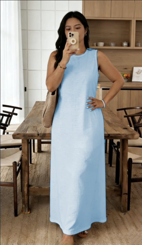 Womens Sleeveless Tank Top Pencil Long Dress by Ricaloux