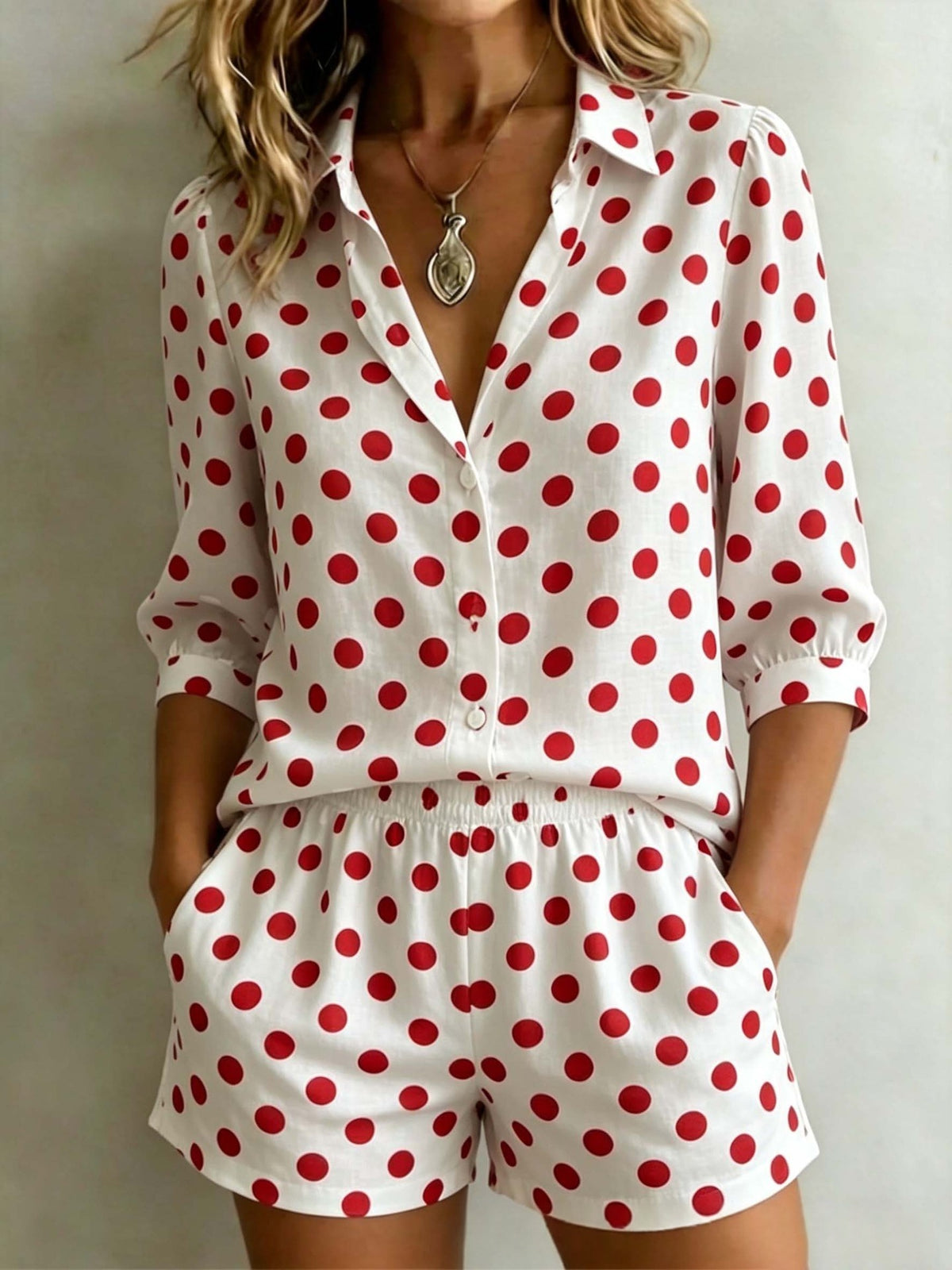 Womens European And American Cross-Border Casual Holiday Printed Polka-Dot Set – Premium 0 | RICALOUX