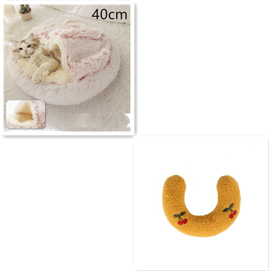 2 In 1 Dog And Cat Bed Pet Winter Bed Round Plush Warm Bed House Soft Long Plush Pets Bed Pet Products by Ricaloux