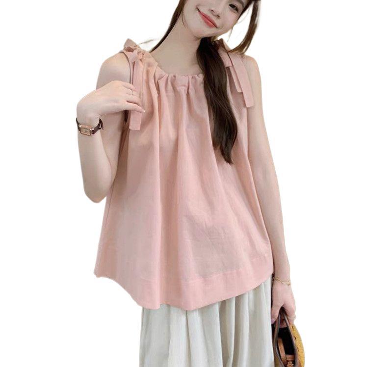 Womens Minimalist Fashionable Solid-color Drawstring Sleeveless Shirt – Premium 0 | RICALOUX