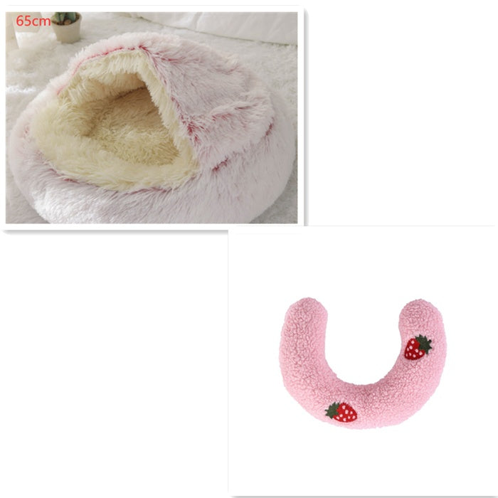 2 In 1 Dog And Cat Bed Pet Winter Bed Round Plush Warm Bed House Soft Long Plush Pets Bed Pet Products by Ricaloux