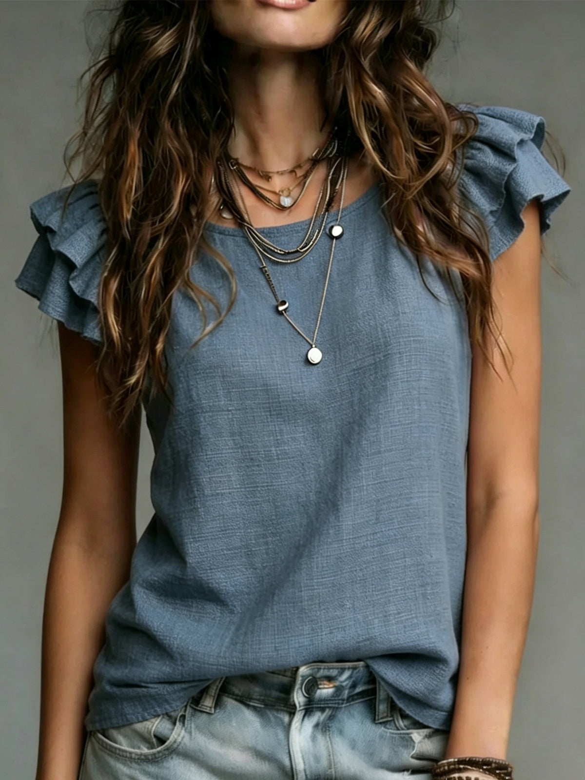 Womens Elegant Solid-color Short-sleeve Top by Ricaloux