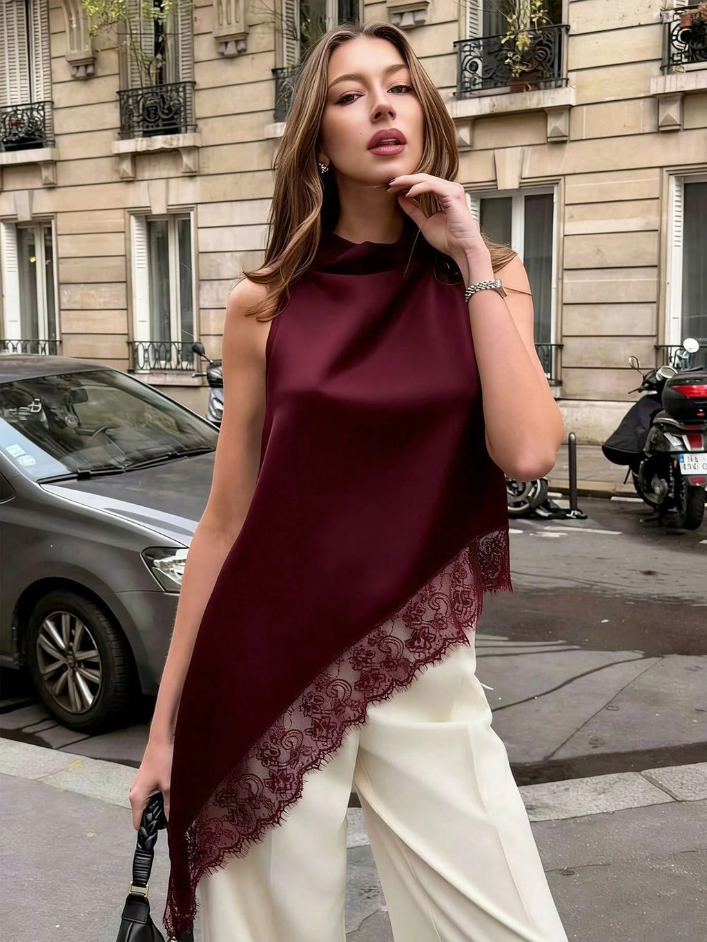 Elegant, Figure-flattering And Versatilesexy Sleeveless Lace-trimmed Top by Ricaloux