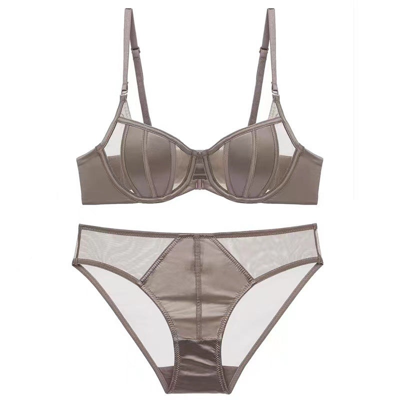 Thin Half-cup Push-up Front-closure Bra Set For Summer by Ricaloux
