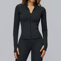 Brushed Long-sleeve Jacket With Zip Pockets Quick-drying And Form-fitting by Ricaloux