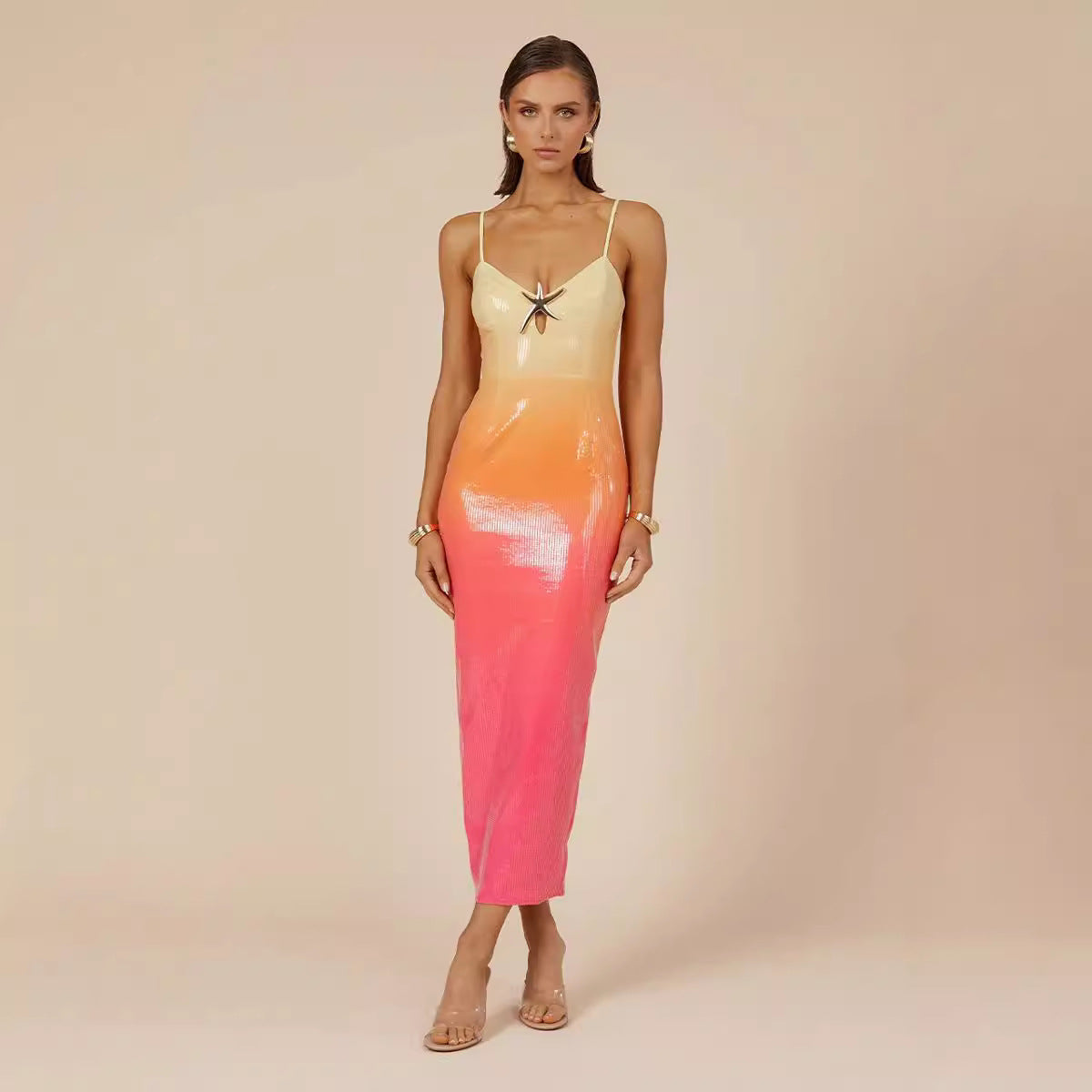 Womens Casual Strap Sequin-print Dress by Ricaloux