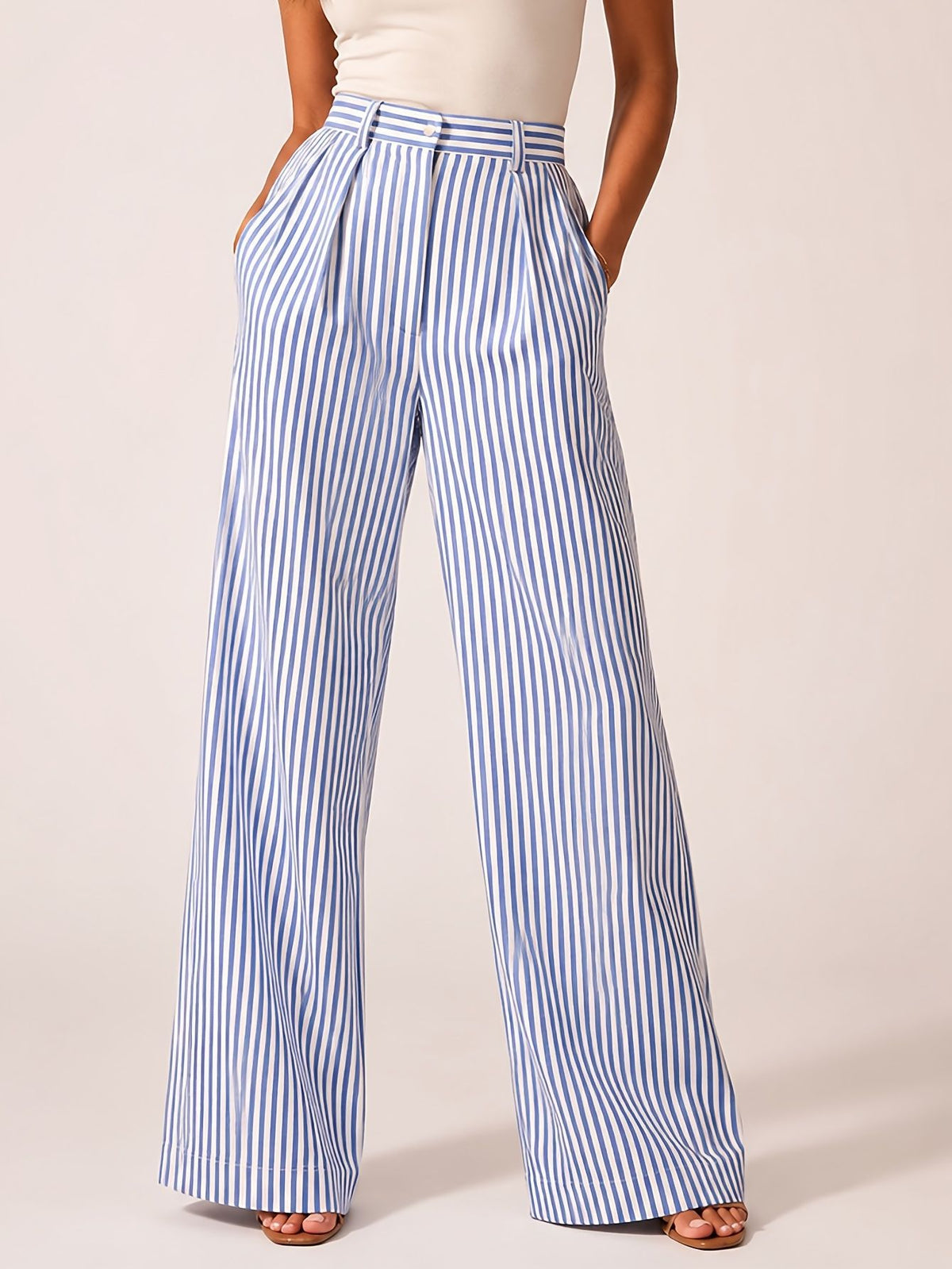 Stylish Striped Versatile Wide-leg Relaxed-fit Suit Trousers – Premium 0 | RICALOUX