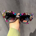 Glass-encrusted Large Cat-eye Retro Sunglasses For Women by Ricaloux