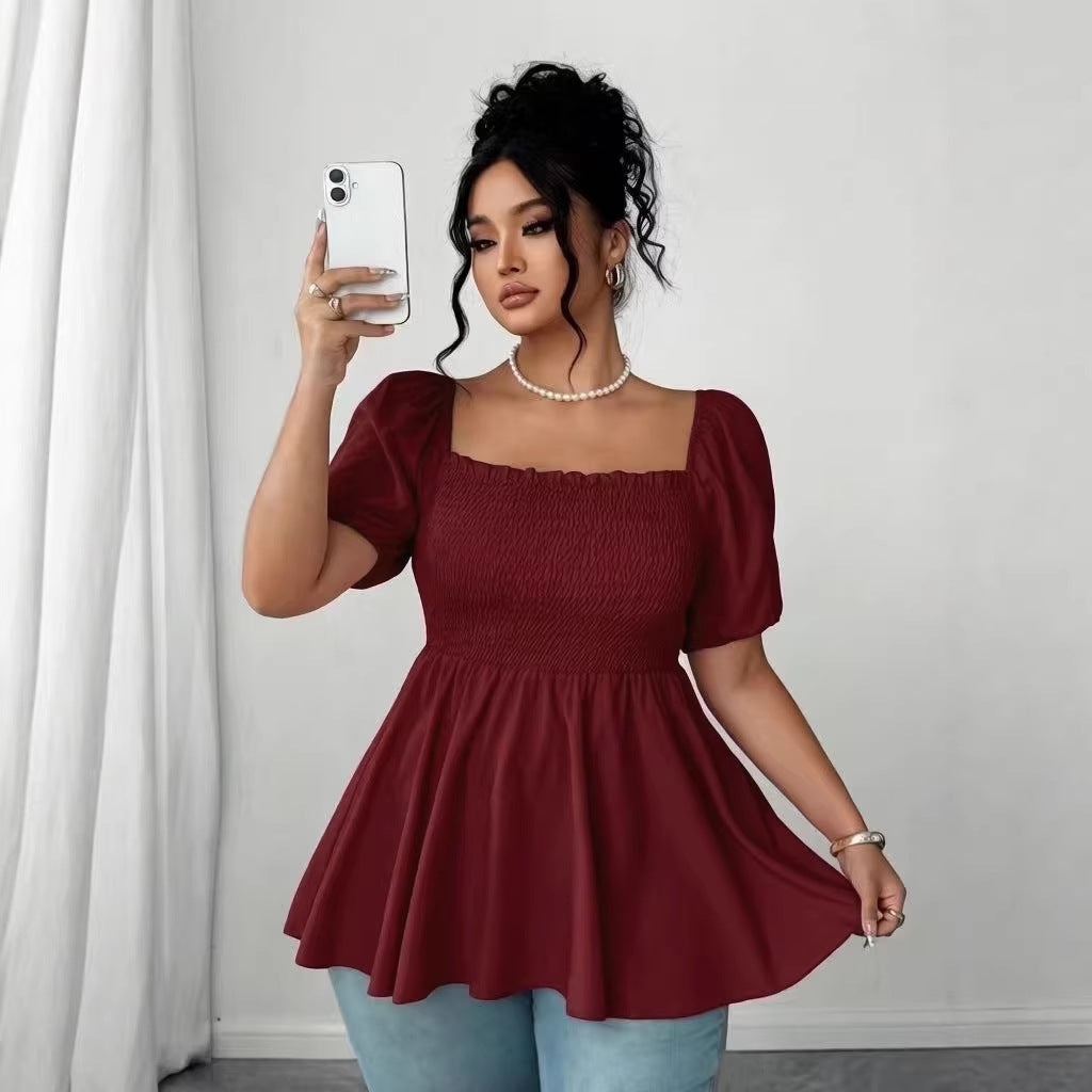 New Stylish Pleated Womens Blouse In Plus Sizes by Ricaloux