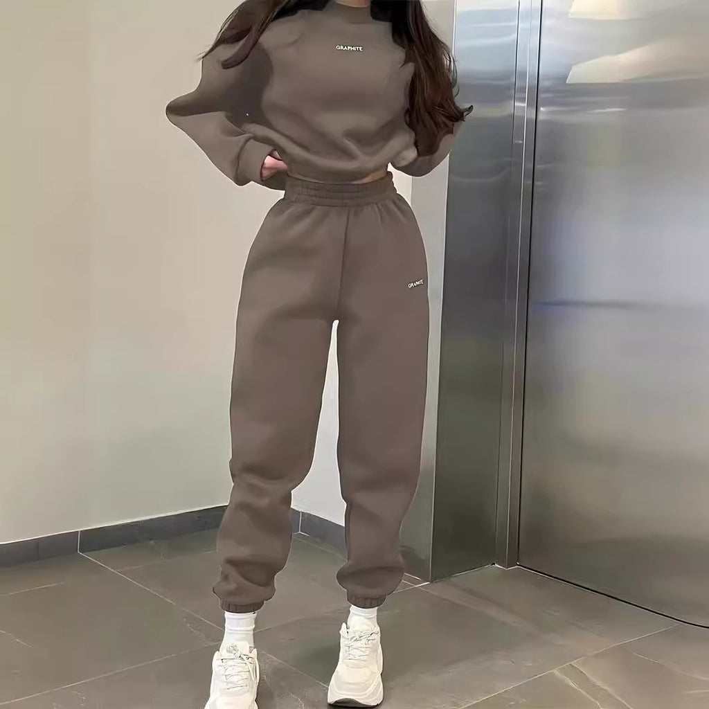 Fashionable And Versatile Embroidered Slim-fit Casual Sporty Two-piece Hoodie Set by Ricaloux