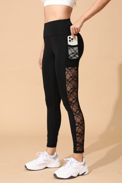 New Arrival Best-Selling Yoga Pants, Sports & Outdoor Skinny Leggings With Butt-Lifting Design, Spliced Mesh And Pockets by Ricaloux