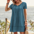 Patchwork Mid-length Loose-fit Short-sleeve Dress by Ricaloux