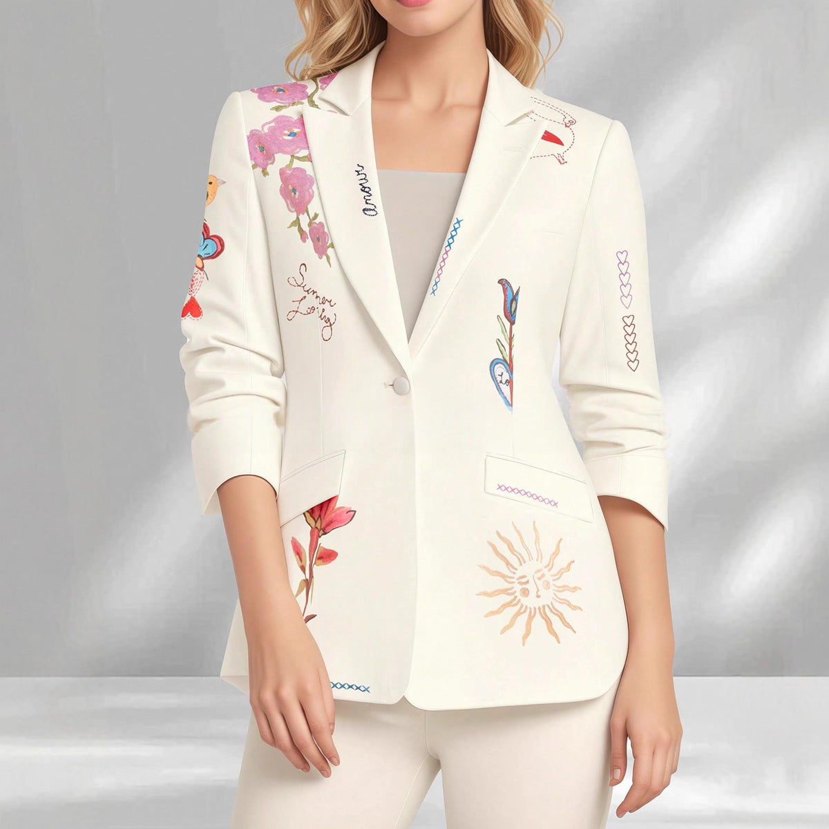 New Stylish Womens Tailored Blazer With A Lapel Western-style Long Sleeves by Ricaloux