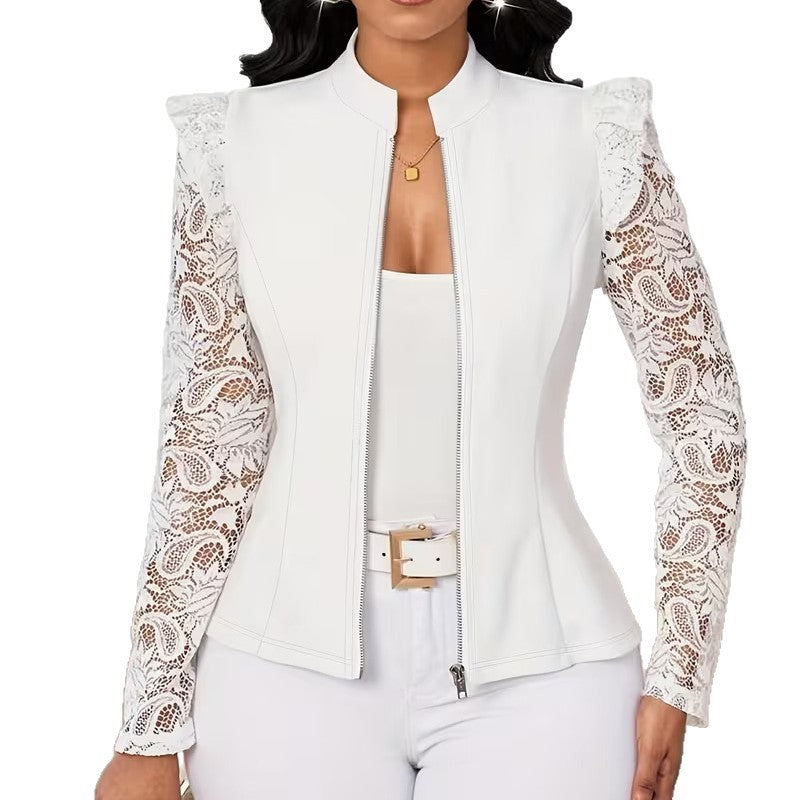 Womens Casual Cardigan-Style Blazer With A Crew Neck – Premium 0 | RICALOUX
