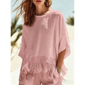 New Fallwinter Stylish Casual Crew-neck Tassel Top by Ricaloux