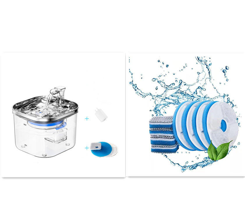 Pet Cat Dog Stainless Steel Automatic Circulation Water Dispenser Intelligent Fountain Pets Accessories by Ricaloux