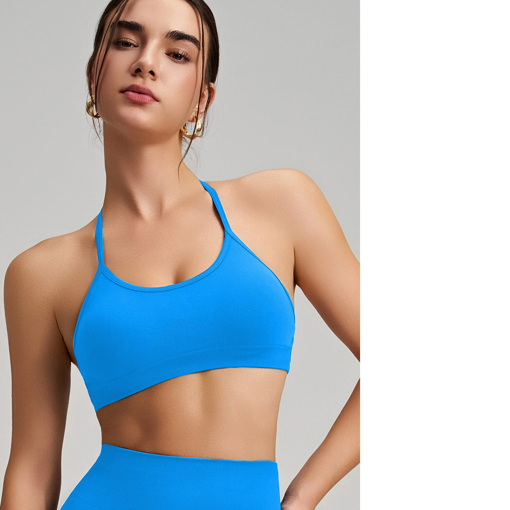 Women's Seamless Thin Strap Cross Back Yoga Outfit Set, Quick-Dry Tight Sports Fitness Bra For Running – Premium 4 | RICALOUX