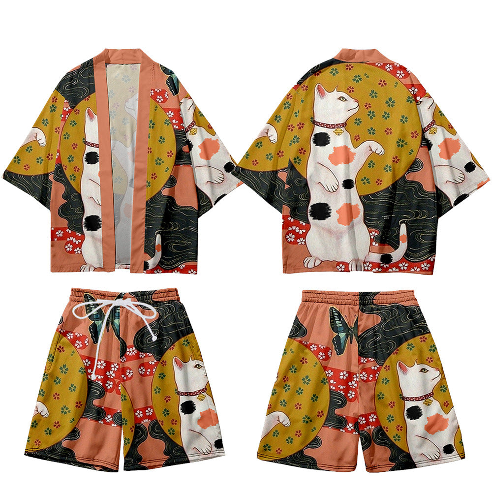 Printed Casual Kimono-style Mid-sleeve Wrap For Couple Outfits – Premium 0 | RICALOUX