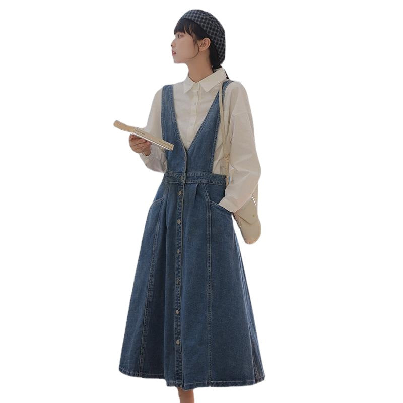 Salty-style Suspender Dress Womens Japanese-style Versatile And Relaxed Preppy Look by Ricaloux