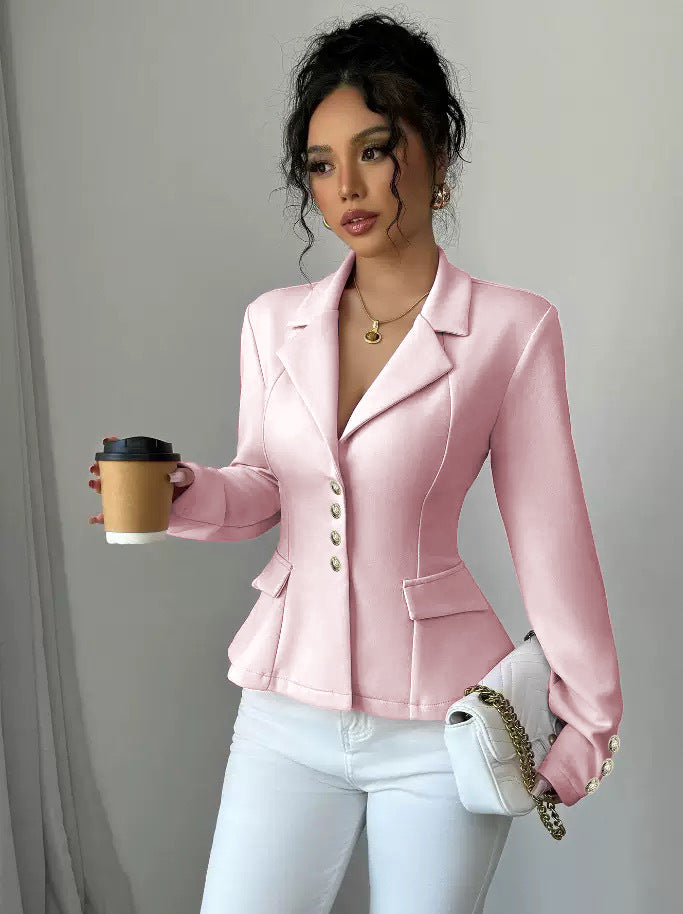 Womens Tailored Lapel Long-sleeve Coat by Ricaloux