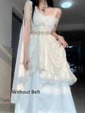 White Suspender Dress Pettiskirt - RICALOUX