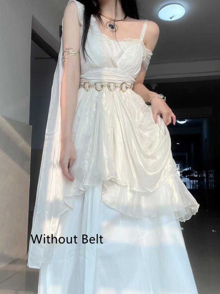 White Suspender Dress Pettiskirt - RICALOUX