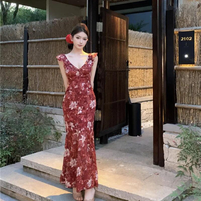Summers New Slimming Flounce Maxi Dress by Ricaloux