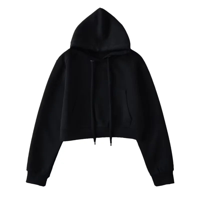 Hooded Cropped Sweatshirt Womens Casual Sports Jacket by Ricaloux