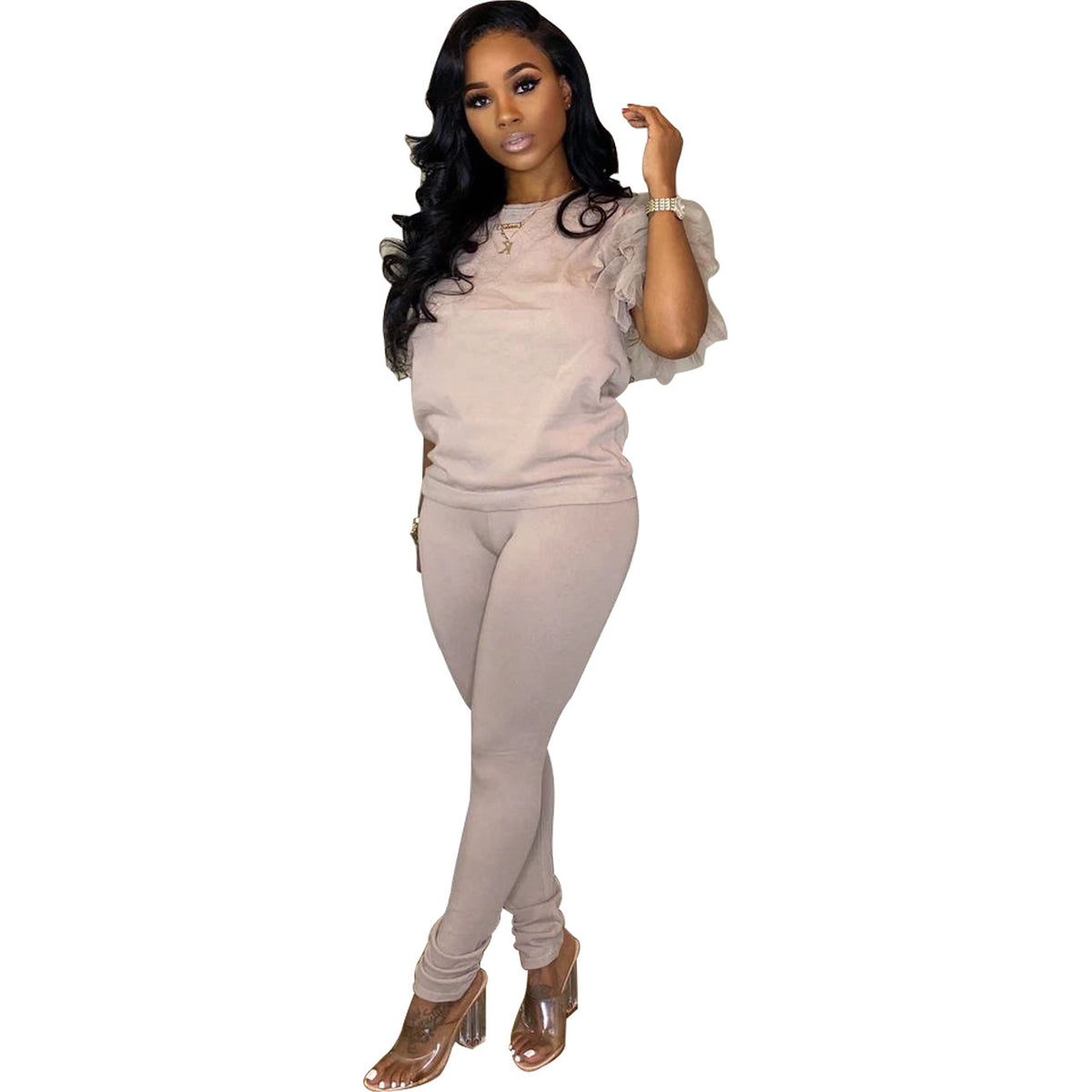 Fashionable Sporty Two-piece Set In Multiple Colors With Ruffled Edges – Premium 0 | RICALOUX