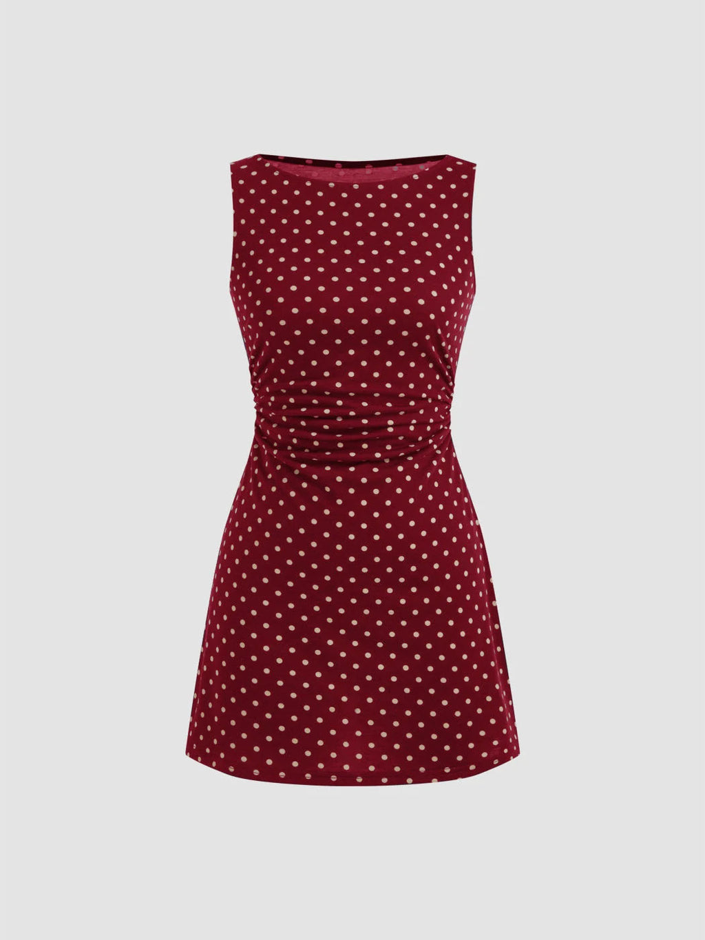 Vintage Polka Dot Sleeveless Dress Women Boat Neck Slim Fit A-Line Mini Dress Casual Summer Party Outfit by Ricaloux