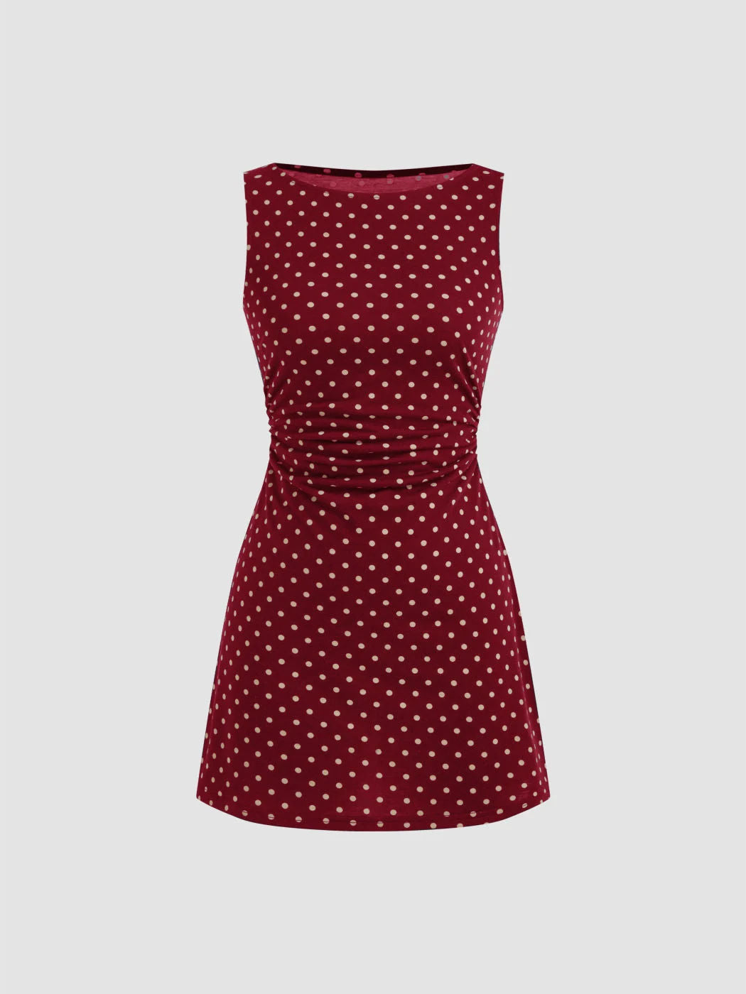 Vintage Polka Dot Sleeveless Dress Women Boat Neck Slim Fit A-Line Mini Dress Casual Summer Party Outfit by Ricaloux