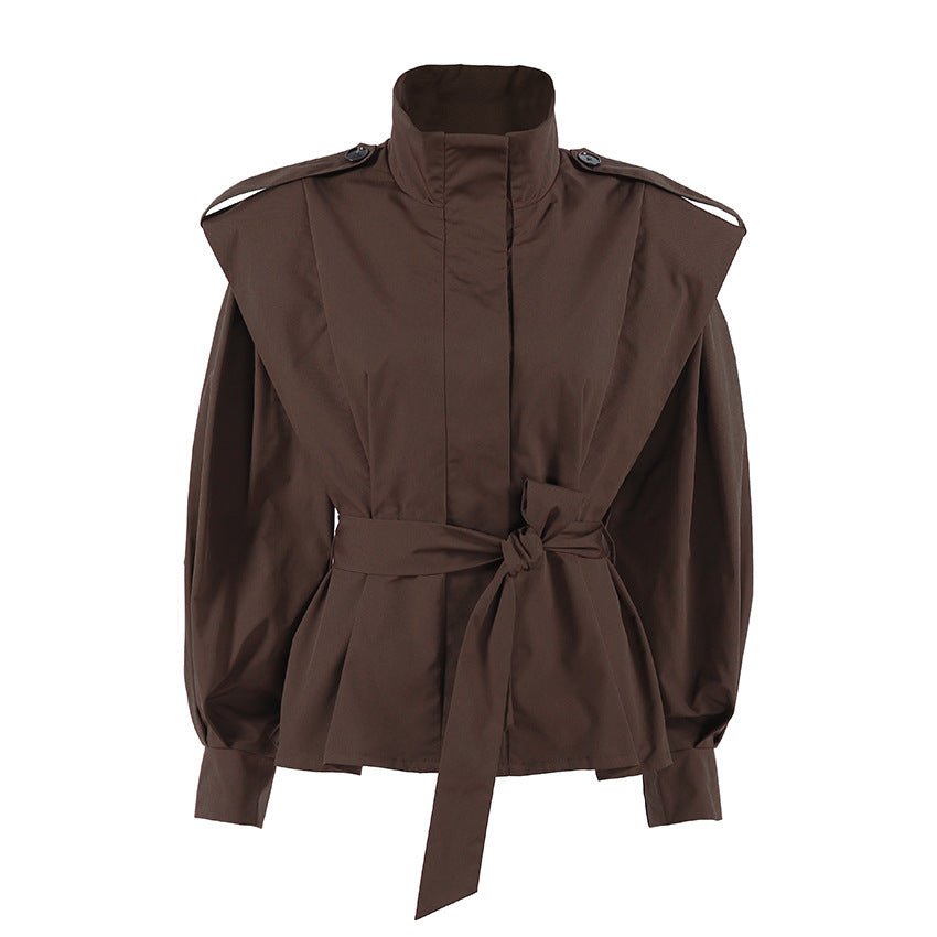 Womens Fallwinter Mandarin-collar Mid-length Coat by Ricaloux