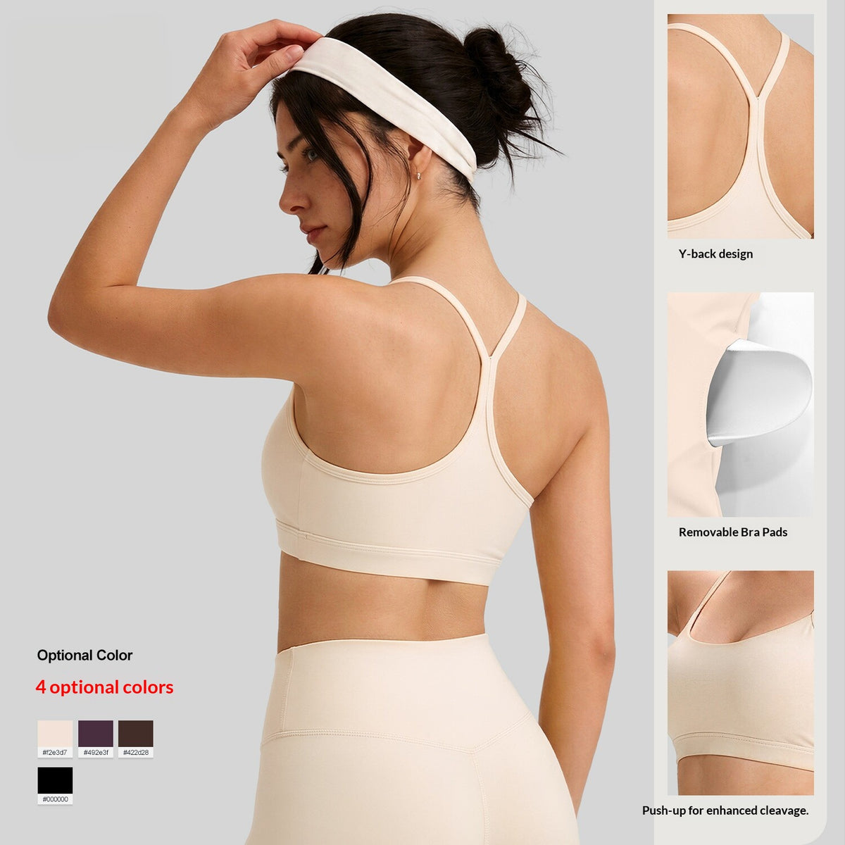 Women's Yoga Sports Fitness Bra With Thin Straps, High Impact Shockproof, Anti-Sagging & Back Beautifying Followed Stores – Premium 4 | RICALOUX