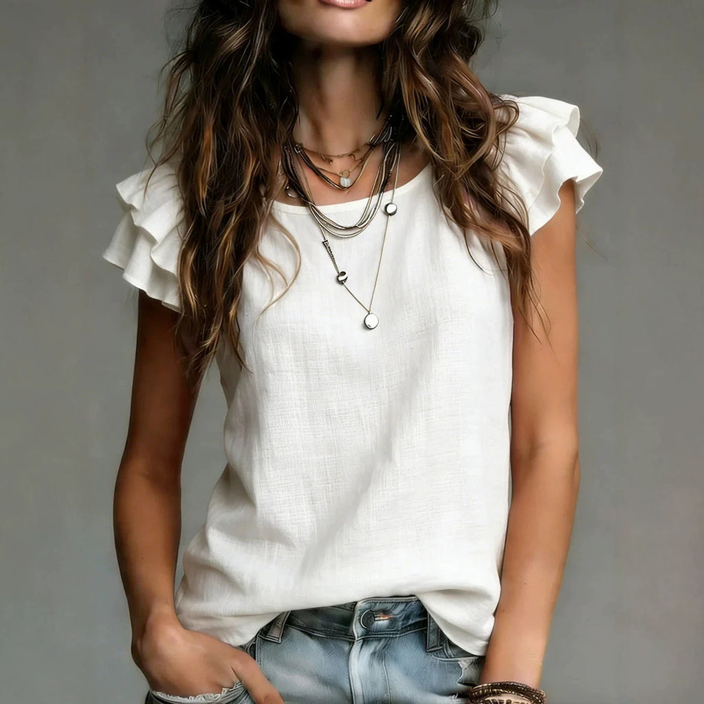 Womens Elegant Solid-color Short-sleeve Top by Ricaloux