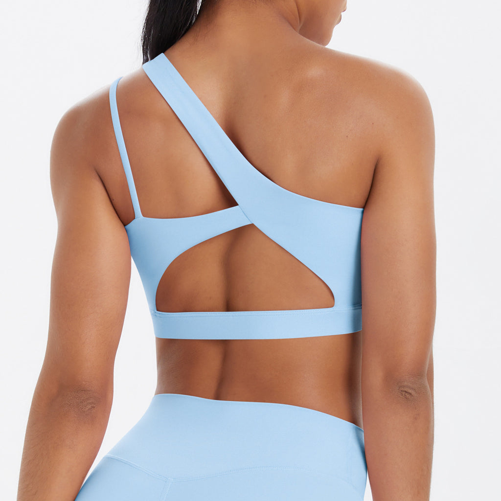 One-Shoulder Back-Slimming Yoga Bra Nude-Looking Push-Up Sports Underwear – Premium 0 | RICALOUX