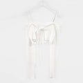 Off-Shoulder Slim-Fit Lace-Up Long-Sleeve Cardigan T-Shirt by Ricaloux