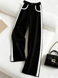 Color-block Straight-leg Casual Womens Suit Pants by Ricaloux