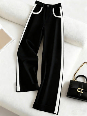 Color-block Straight-leg Casual Womens Suit Pants by Ricaloux
