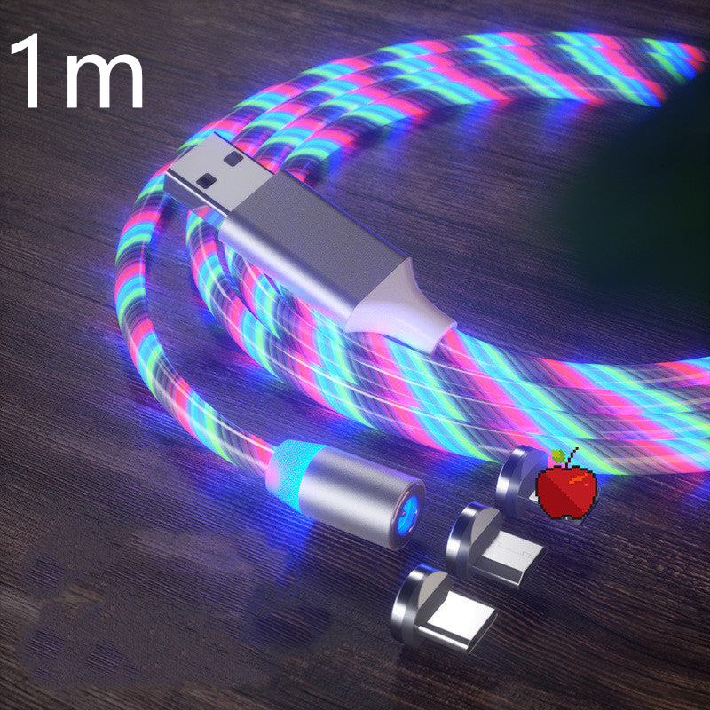 Magnetic Charging Cable Streamer Fast Charging Cable Lighting Micro USB Cable LED Magnet Charger Type-C Cable by Ricaloux