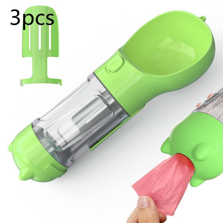 Pet Water Bottle Feeder Bowl Garbage Bag Storage Portable Pet Outdoor Travel 3 In 1 Dog Water Bottle by Ricaloux