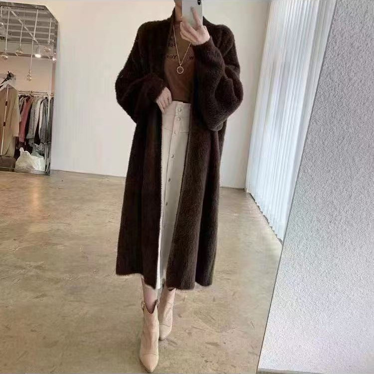 Mid-length Casual Loose Sweater Coat Women by Ricaloux