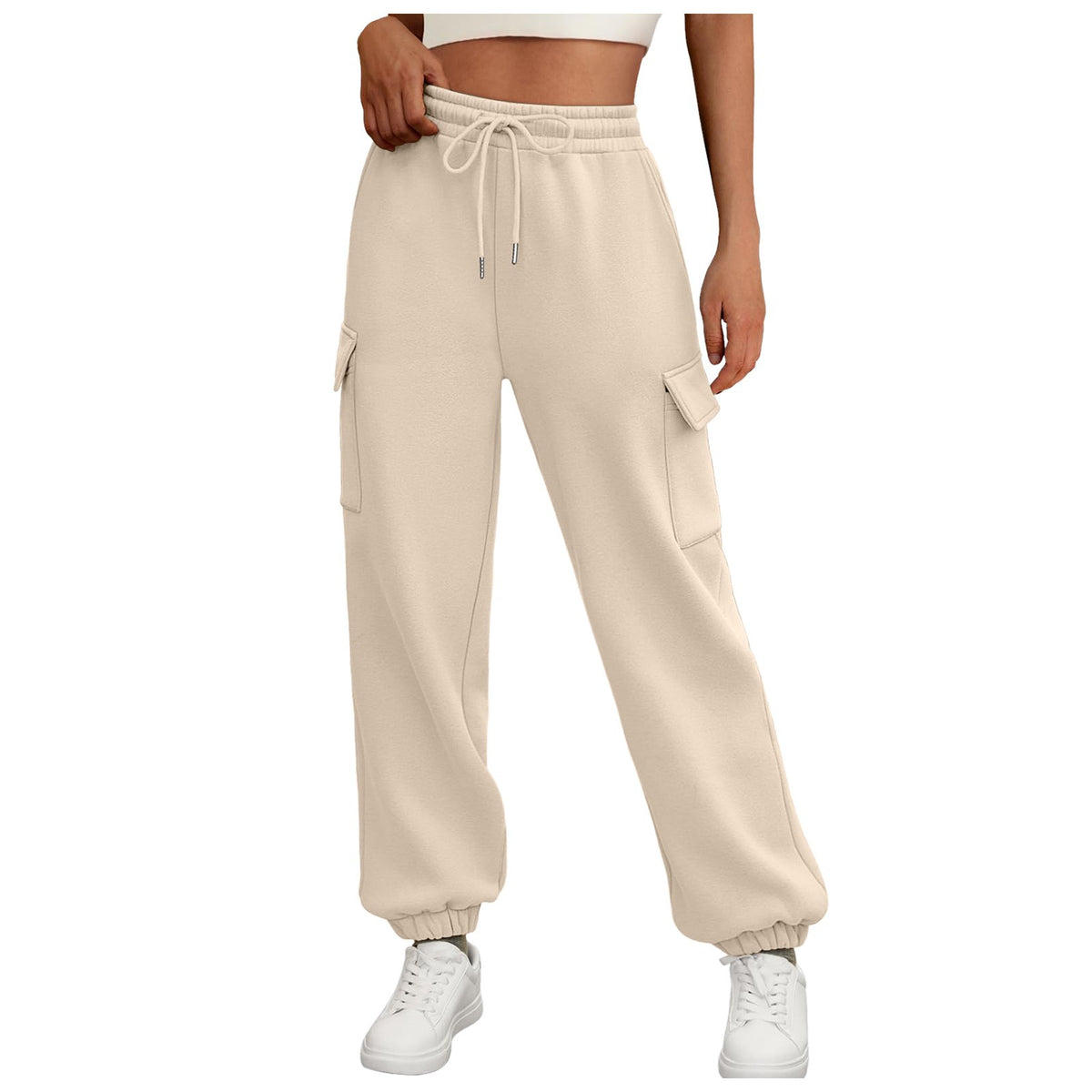 Women's Sweatpants Fleece Lined Baggy Athletic Jogger Trousers With Pockets Fall Casual Trendy Cargo Pants Fall Outfits - RICALOUX