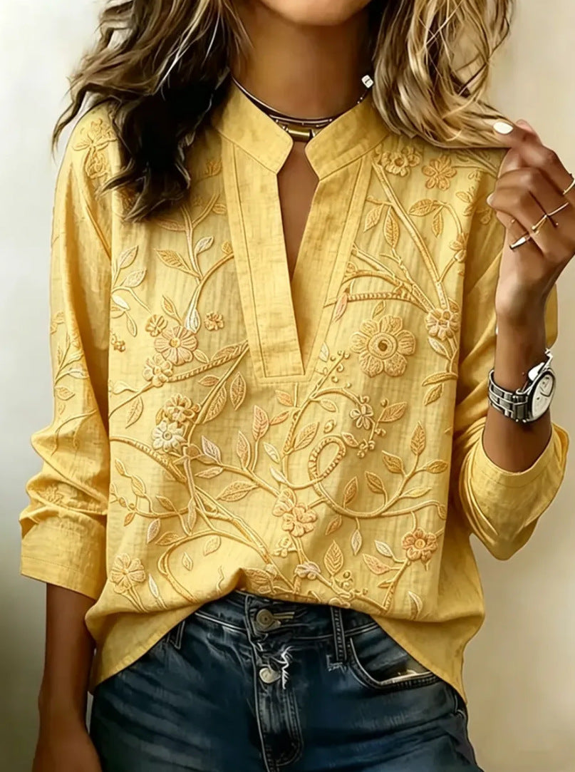 Pullover Versatile Spring Summer Long-sleeve Blouse Top by Ricaloux