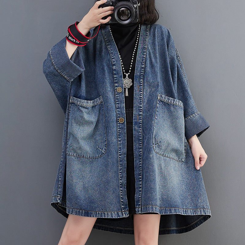 Loose-fitting Oversized Mid-length Cotton Trench Coat by Ricaloux