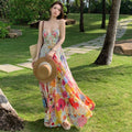 Floral-print Strap Dress Ethereal Long Skirt – Premium 0 | RICALOUX
