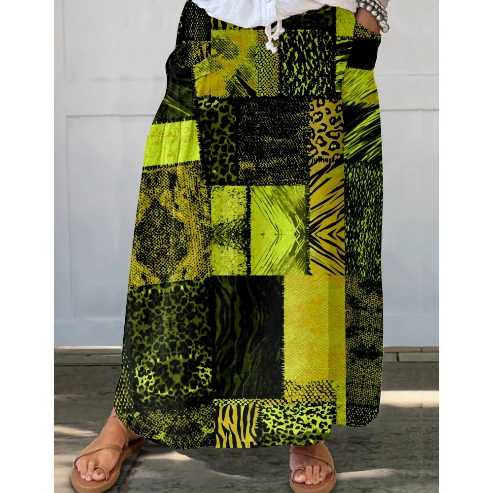Womens Fashionable Printed Plus-Size Skirt With Pockets by Ricaloux