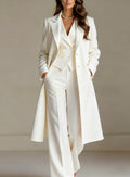 Solid-color Chic And Elegant Trench Coat And Suit Pants Three-piece Set by Ricaloux