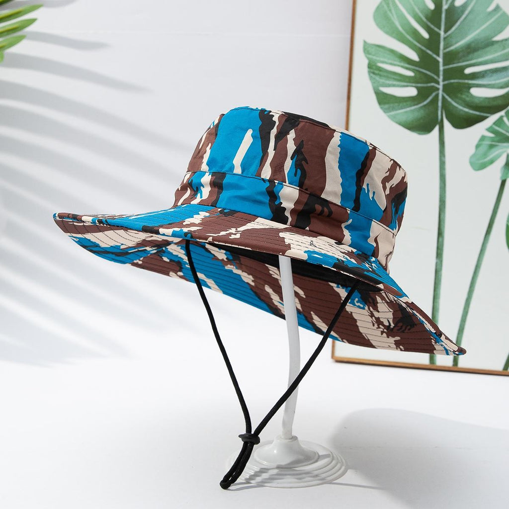 Men's And Women's Identical Color-matched Printed Wide-brimmed Collapsible And Portable Windproof Rope Outdoor Functional Style Fisherman Hat Suitable For Hiking, Fishing And Beach Activities. – Premium 4 | RICALOUX